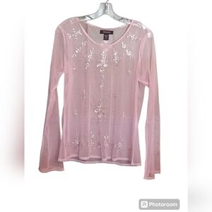 Ideology sheer top with crystallized  beadwork. Size XL